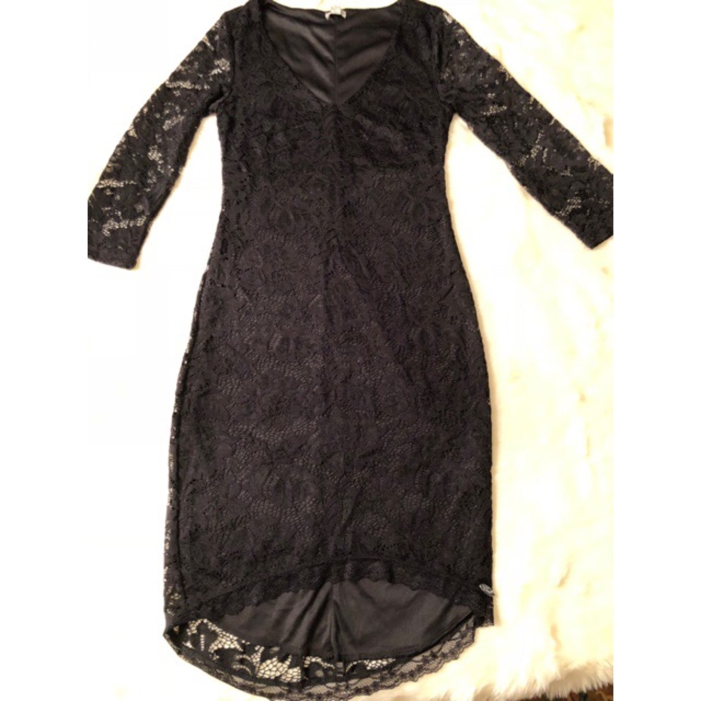 Guess Black Lace Overlay Dress